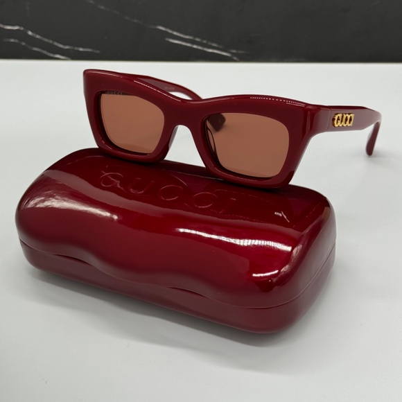 NEW GG1773S 003 GUCCI RED SQUARE WOMEN GUCCI SUNGLASSES - Picture 1 of 11